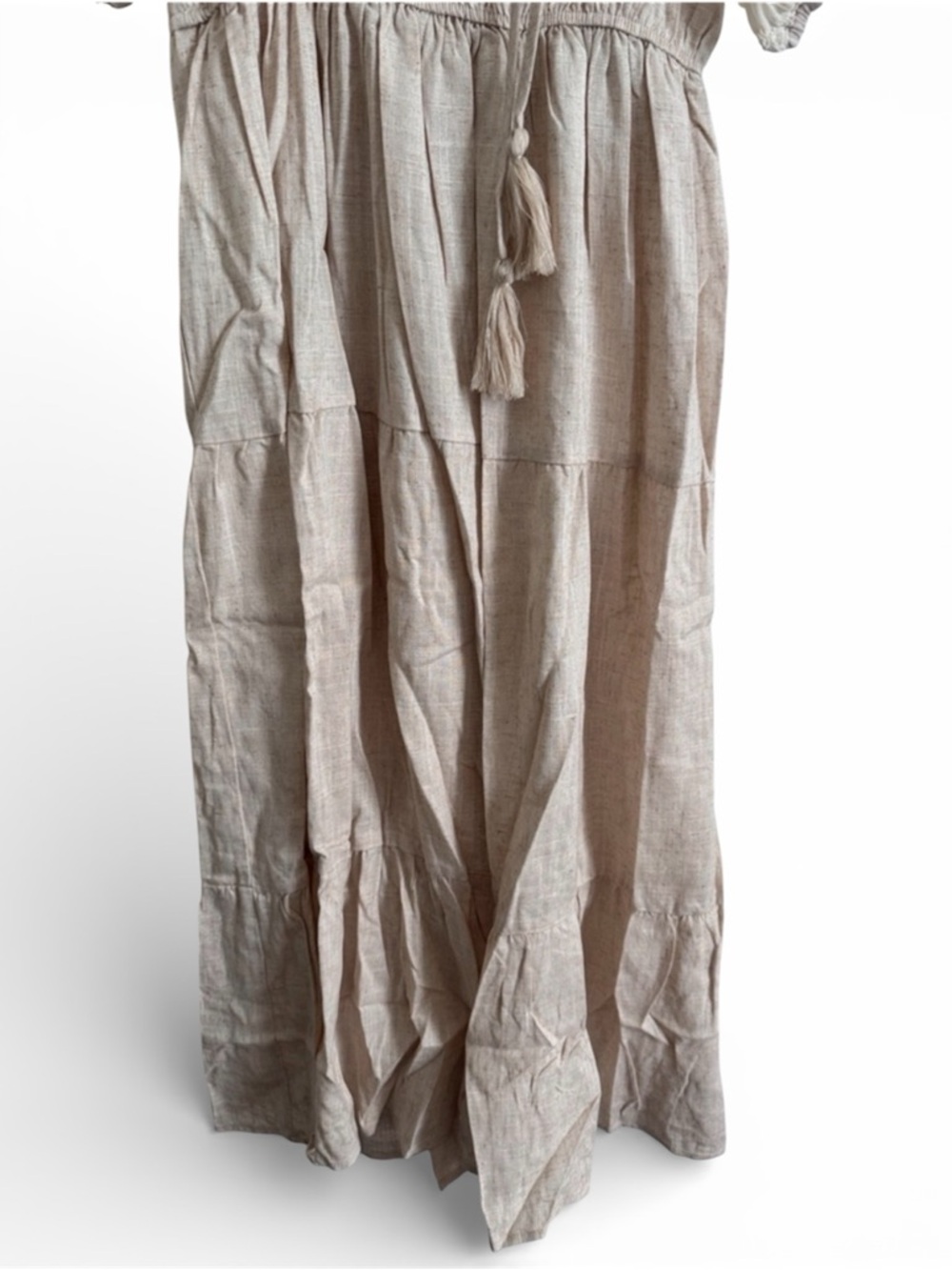 NWT Umgee Cream Puff-Sleeve Tiered Maxi Dress - Picture 4 of 5